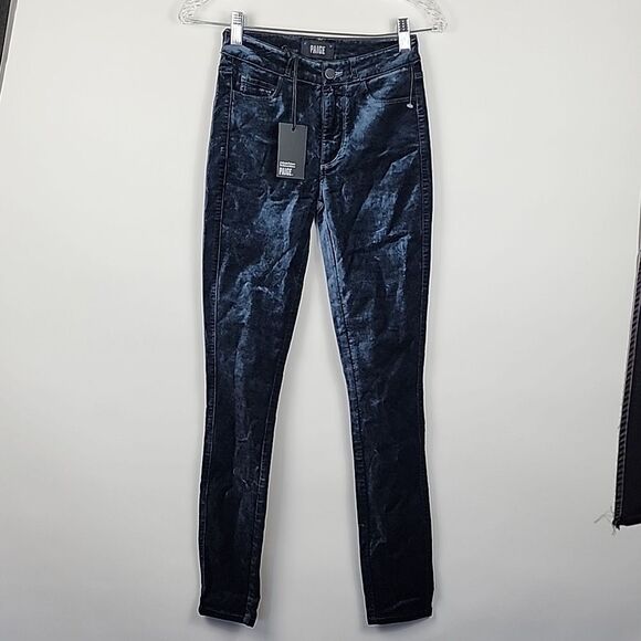 PAIGE womens 23 hoxton ultra skinny velvet midnight jeans pants high rise waist - Picture 2 of 9